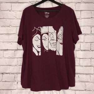Evri Disney Villians T Shirt | Maroon & White | Women"s 2X